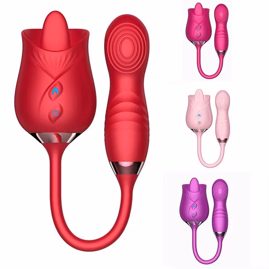 Massaggiatore vaginale femminile adulto e silicone anale 2 in 1 Giocattolo erotico del sesso del vibratore della rosa del vibratore per i giocattoli del prodotto adulto
