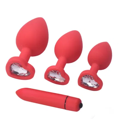 Set di plug anali in silicone Masturbadores Jeweled Butt Plug Vagina anale per adulti, Set di plug anali anali Giocattoli del sesso per culo con vibratore a proiettile